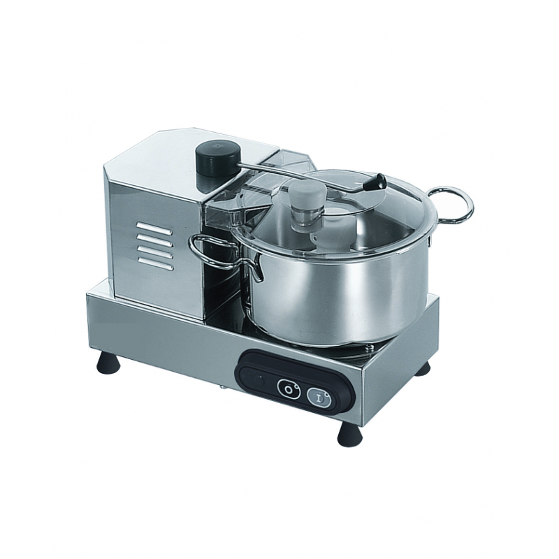 Cutter industriel inox 4 litres - hygiène irréprochable, couteaux AISI420, cuve avec manches_0