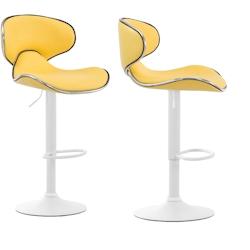 Décoshop26 - Lot de 2 tabourets de bar design contemporain pieds en métal blanc mat assise en synthétique jaune 10_0000349 - jaune 3000847369602_0