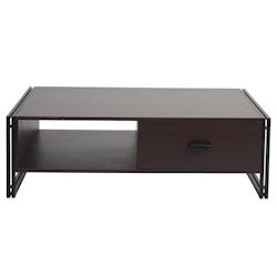Décoshop26 - Table basse table d'appoint avec deux tiroirs 41 x 120 x 60 cm en métal et MDF marron foncé 04_0008421 - marron 3000262556090_0