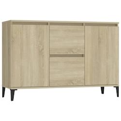 HELLOSHOP26 - Buffet bahut commode en bois d'ingénierie avec 2 tiroirs et 2 portes - Style industriel - 104 x 35 x 70 cm - Chêne sonoma_0