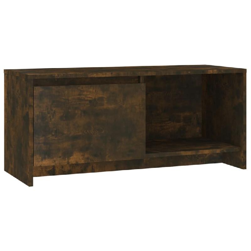 Helloshop26 - Meuble TV multimédia étagère télévision buffet téléviseur salle à manger salon chambre chêne fumé 90 x 35 x 40 cm bois 02_0027_0