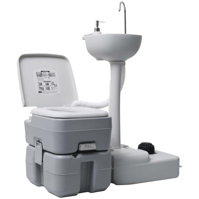 INLIFE TOILETTE PORTABLE DE CAMPING ET SUPPORT À LAVER LES MAINS GRIS