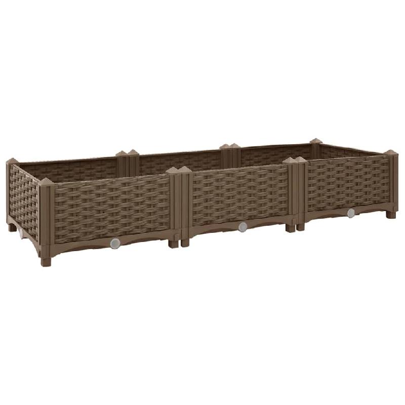 Jardinière lit surélevé - plantes et fleurs - 120 x 40 x 23 cm - polypropylène marron - 02_0000903_0