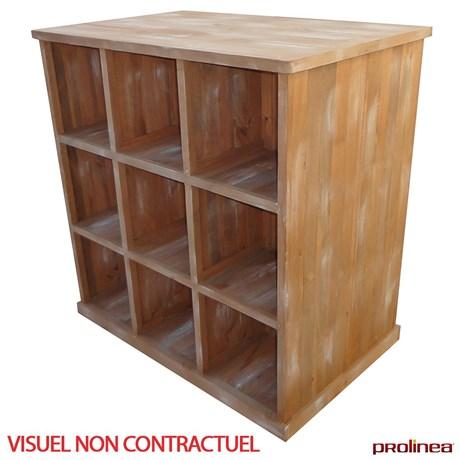 MEUBLE DE RANGEMENT NOIR DOUBLE FACE 18 CASES H.115 CM