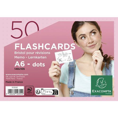 OXFORD Sachet de 32 fiches BRISTOL REVISION OXFORD 2.0 perforées A5 250g  5x5 Assortis