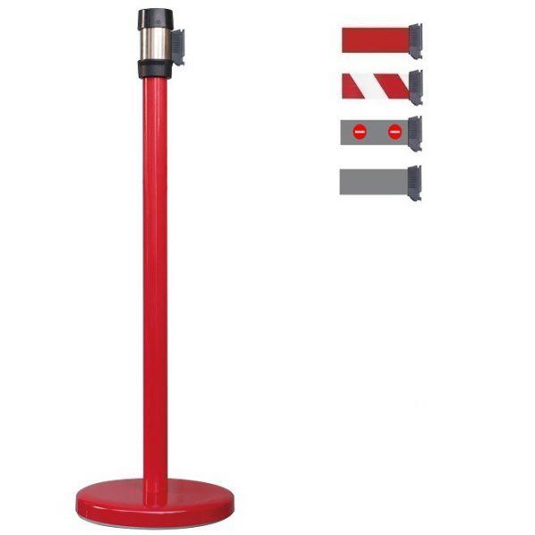 Poteau de signalisation à sangle rouge 2 mètres - Rouge/Blanc - Rolléco_0