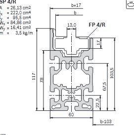 Profilé aluminium naturel anodisé - Section SP 4/R - Référence 3 842 532 505_0