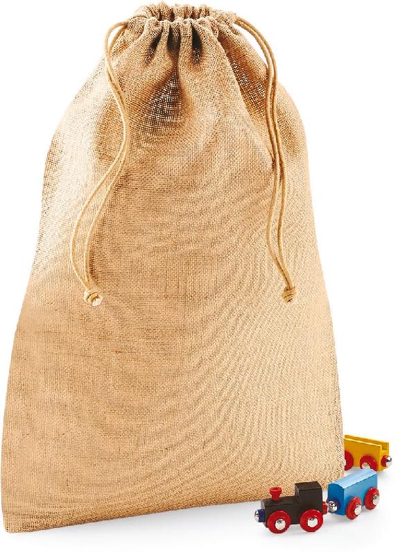 Sac réutilisable à cordelette en jute - Réf: W415 - Westford Mill - fibre résistante et écologique - Taille XXS - Couleur Natural_0