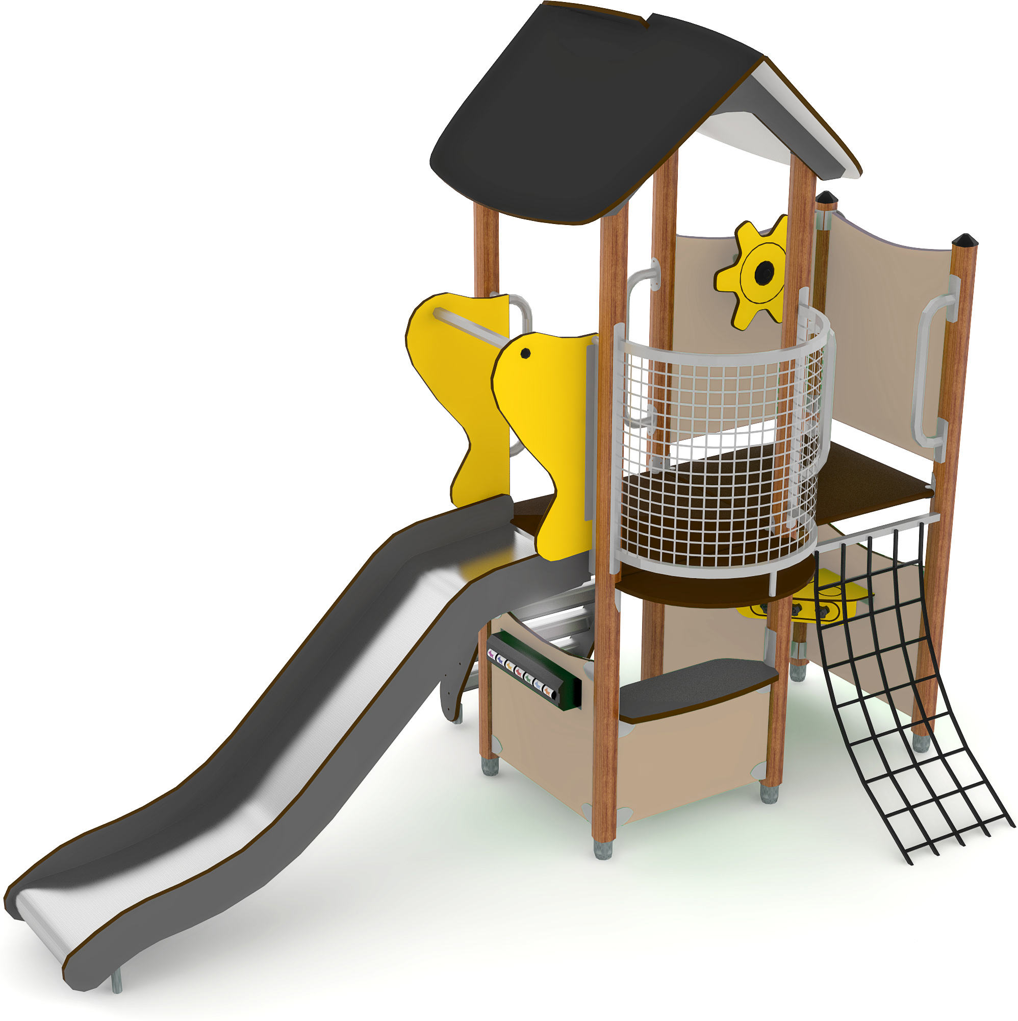 Structure multi-jeux 3 à 5 ans - Unimini Hally 8046755 - Poteaux bois et panneaux HPL - Hags_0