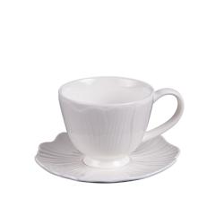 Tasse à thé avec sous tasse Ginkgo 20 cl x6 -  Blanc Rond Porcelaine Table Passion - blanc porcelaine 3106232762116_0