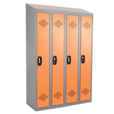 Vestiaires monobloc  Confort Industrie propre 4 cases, toit incliné, gris / orange_0