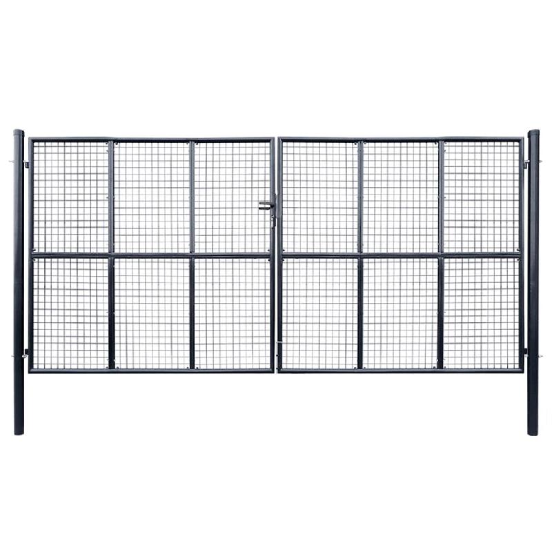 Vidaxl portail en maille de jardin acier galvanisé 400 x 200 cm gris 143379_0