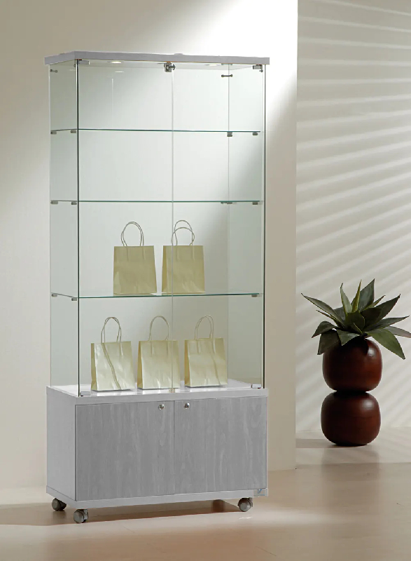 Vitrine éclairée avec meuble de rangement 8/18lmva - gris_0
