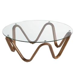 AC ANGEL CERDA Angel Cerdá Table basse ronde en verre trempé et noyer 2124C Ø115 x 38 - transparent verre 8435631027317_0