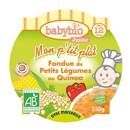 BABYBIO - MON ASSIETTE FONDUE DE PETITS LÉGUMES AU QUINOA 230G DÈS 12 MOIS 230GR