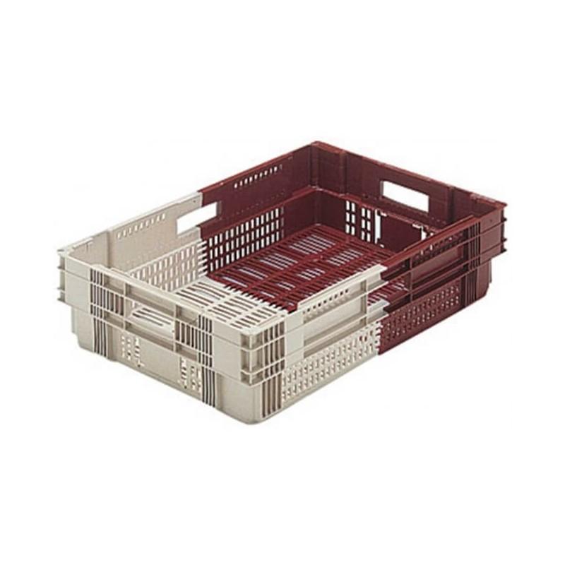 Bac gerbable emboîtable Allibert 13A17 - 26L - Normes Europe - Brun Rouge/Beige_0