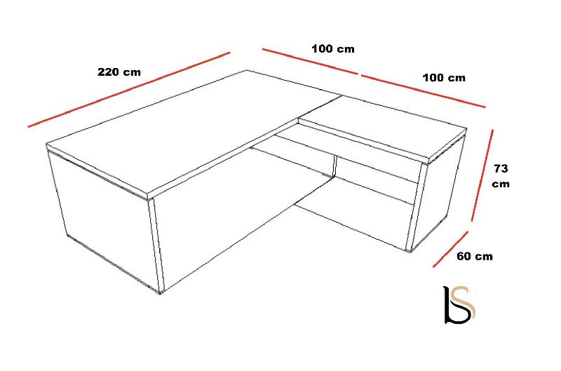 Bureau de direction avec retour TAK - Mobel Linea - 220, Acacia clair_1