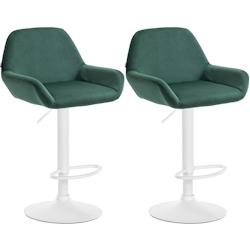 CLP Ensemble de 2 tabourets de bar Braga en velours Vert foncé/Métal blanc mat - vert textile 323665_0