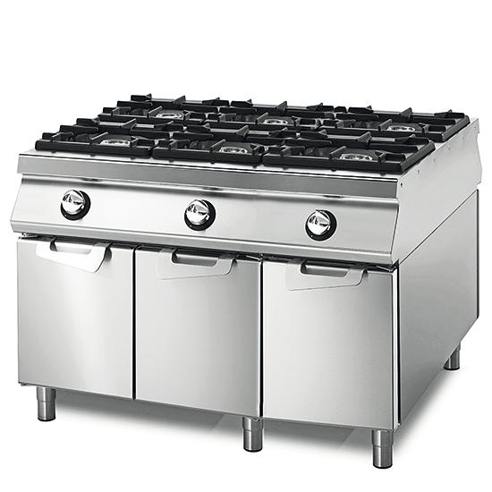 Cuisinière à gaz professionnelle sur coffre avec portes avec 6 brûleurs de 5.5 à 7.5kw - VS110120PCG_0