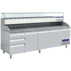 Ensemble table frigorifique TP361/EL + SX249G/PM - Pizza Line PLUS - Dimensions 2490x720(800)xh880/940(1475) mm_0