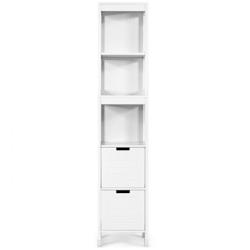 Helloshop26 - Meuble colonne de salle de bain armoire haute de rangement ouvert avec 2 tiroirs en mdf 305x305x145cm blanc 20_0005038 - 3000200131303_0