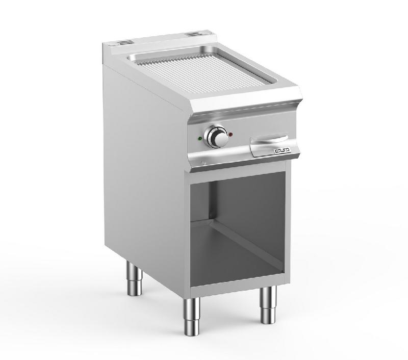Plaque à snack professionnel électrique - sur soubassement libre - plaque rainurée chromée 33x54 - Domina Pro 700 - FTBE74ARC_0