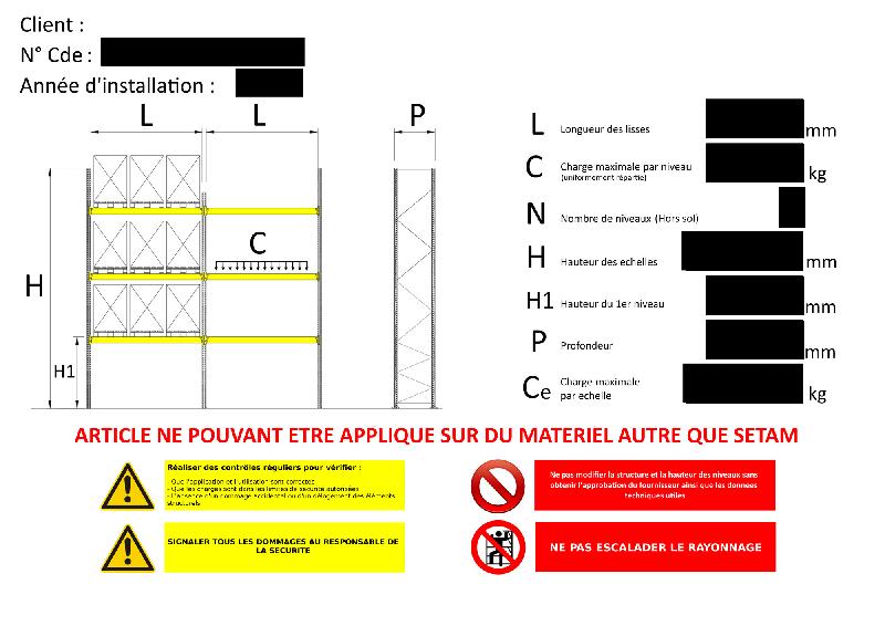 Plaque de charge pour rack à palettes format a4_0