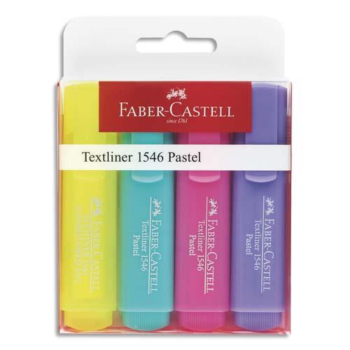 POCHETTE DE 4 SURLIGNEURS TEXTLINER 1546, POINTE FEUTRE BISEAUTÉE. COLORIS PASTEL ASSORTIS. - LOT DE 6