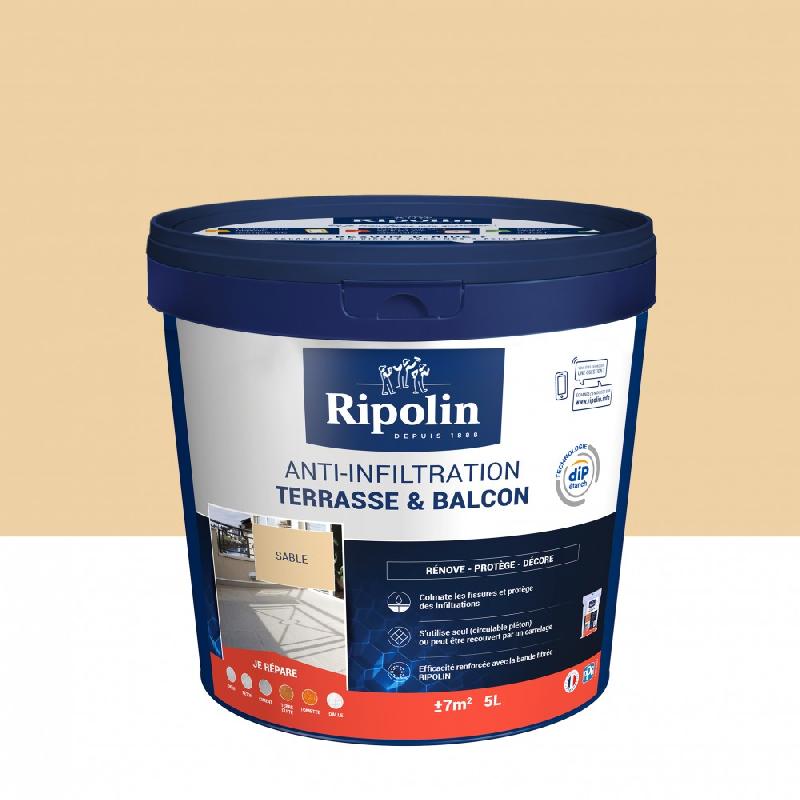 Revêtement d'étanchéité RIPOLIN - terrasse et balcon sable - 5L - colmate fissures et résiste aux intempéries_0