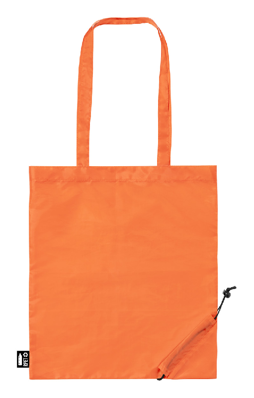Sac shopping pliable en polyester RPET - labélisé RPET - couleur orange - 34g_0