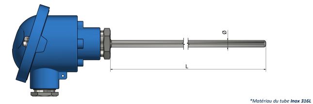 Sonde à résistance Pt100/Pt500/Pt1000 avec tête de raccordement standard - PH00_0