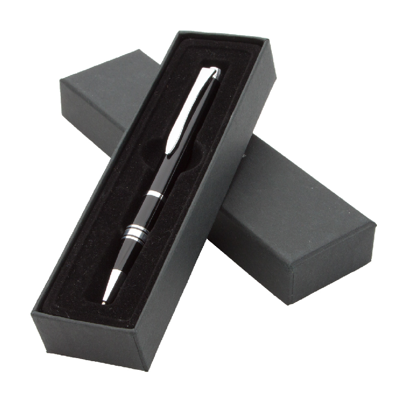 Stylo à bille élégant en métal laqué - Parties chromées brillantes - Avec boîte cadeau - Encre bleue_0