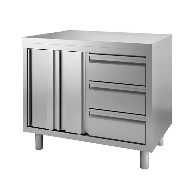 Vaiotec TOPLINE Armoire de travail 700 / portes battantes & 3 tiroirs à droite L:1200 - 10412_0