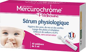 sérum physiologique - mercurochrome - 40 unidoses de 5 ml. - Prix