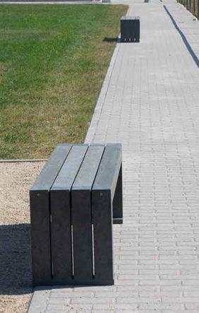 Banc publique puriste et urbain en plastique recyclé, gamme CALERO - Longueur 150 cm - ADS EQUIPEMENTS EURL_0