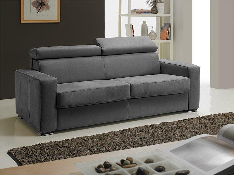 Canapé convertible express Melbourne - Couchage 120x197 cm - Matelas 18 cm en nubucuir gris graphite_0