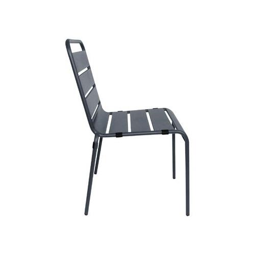 CHAISES DE BISTRO À LATTES EN ACIER GRIS BOLERO - LOT DE 4