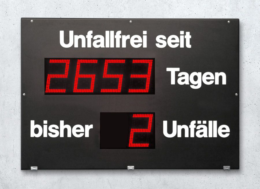 Compteur de jour sans accident - GS GmbH - mise en service rapide et facile - affichage des statistiques de sécurité au travail_0
