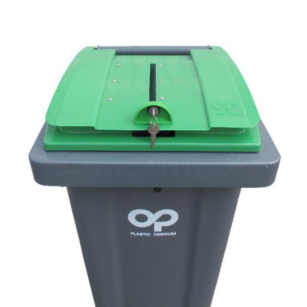 Conteneur poubelle pour papiers confidentiels - 120 litres vert