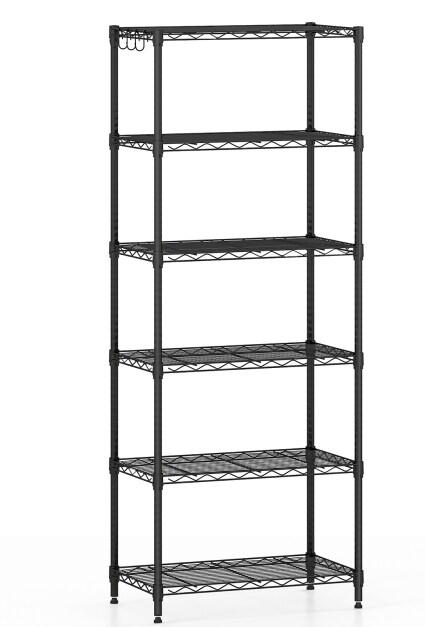 COSTWAY étagère métallique réglable multi-niveaux, lourde avec grilles en V, organisateur - noir métal VH34196PW_0