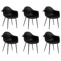 Décoshop26 - Set de 6 chaises de salle à manger dossier incurvé en PP noir et métal DEC025698 - noir 3000255394487_0