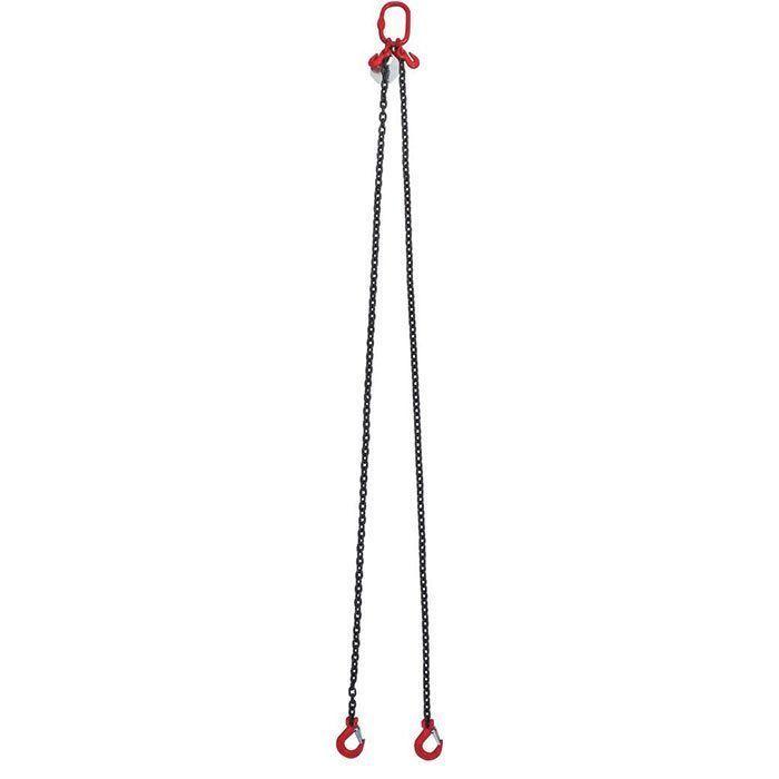 Élingue chaîne 2 brins 10 mm 2 m - IDMAT SODISE 11576897 avec crochet à linguet et raccourcisseur, 4,25 tonnes à 90°_0