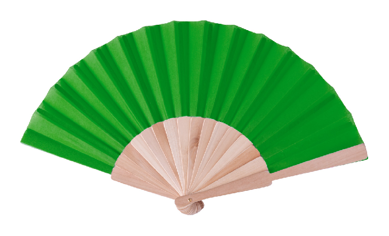 Éventail en polycoton - éléments en bois - couleur verte - poids 41g_0