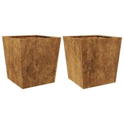 Helloshop26 - Jardinière bac lit surélevé plantes fleurs jardin terrasses lot de 2 50 x 50 x 50 cm acier corten Marron 02_0038991 - 3000217957392_0