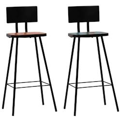 HELLOSHOP26 tabourets de bar design x2 chaise siège bois massif de récupération multicolore 1202182 - 3002327410088_0