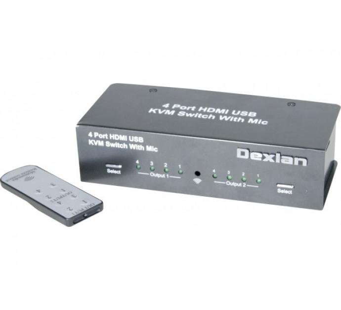 KVM HDMI 4K/USB - 4 entrées, 2 sorties HDMI - Console + affichage dynamique - Réf. 52410_0