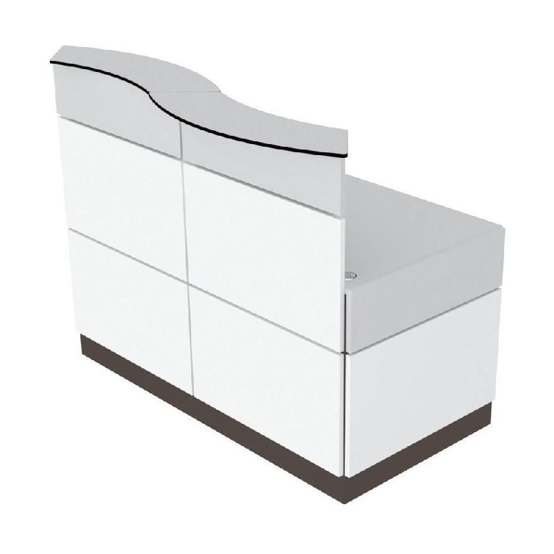 MEUBLE D'ACCUEIL 2 TABLETTES ONDULO  L. 160 X P. 90 CM - BLANC.