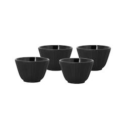 Novastyl - Set De 4 Tasses A The 12cl En Fonte Noire Mat Interieur Verni - 3256390162287_0