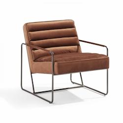 Oviala Business Fauteuil capitonné en velours terracota - marron 107457_0