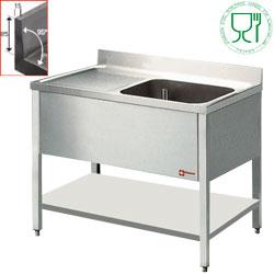 Plonge 1 cuve et 1 égouttoir - L1211S/6 - inox 18/10 avec tablette inférieure et égouttoir gauche_0